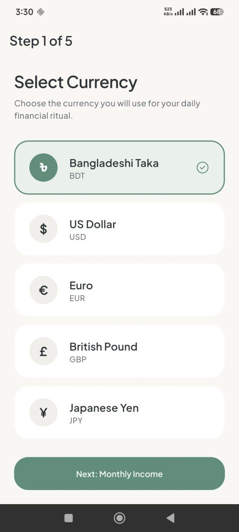 Kakeibo currency setting