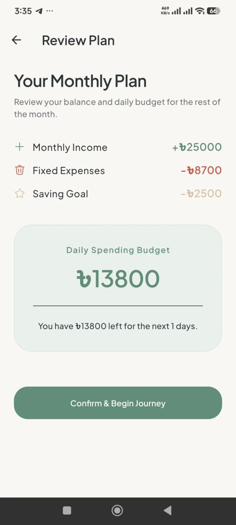 Kakeibo monthly reflection screen